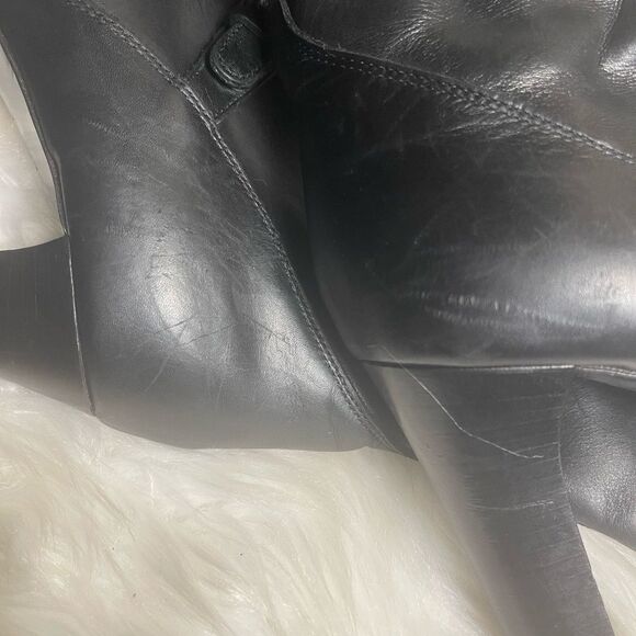 J Crew Made in Italy leather black knee high heels boots side zipper SZ 10 - Picture 2 of 16